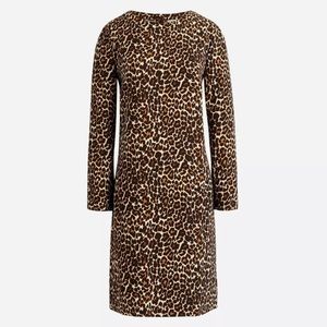 J Crew Womens Dress Cheetah Animal Print Shift Long Sleeve Size 2